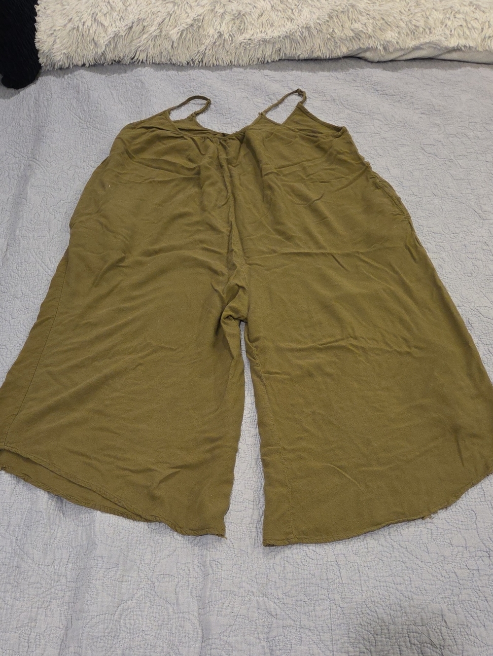 Shinestar Relaxed Oversized Cami Jumpsuit Olive Green 100% Rayon, Size XL